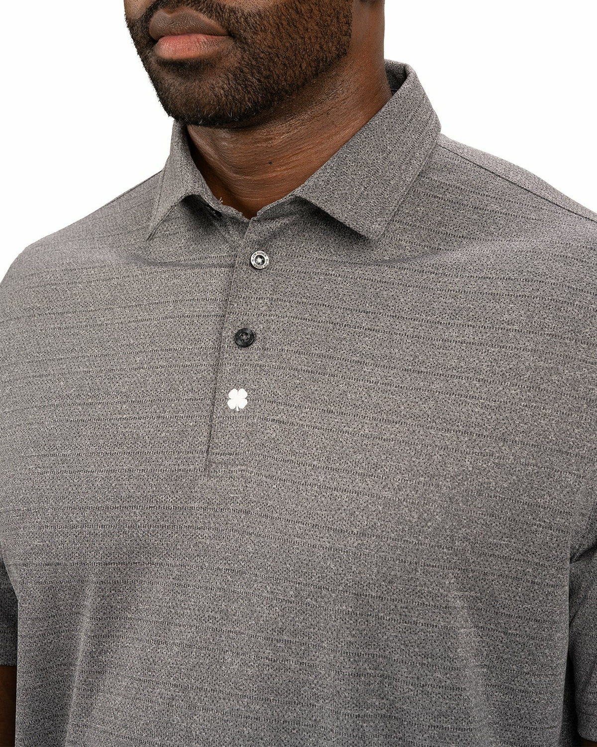Black Clover Charcoal Jacquard Textured Polo for Golf or Business