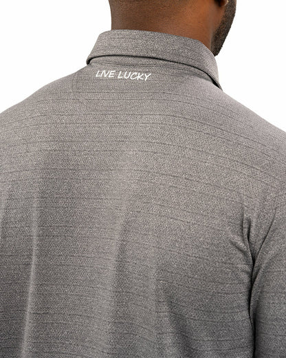 Black Clover Charcoal Jacquard Textured Polo for Golf or Business