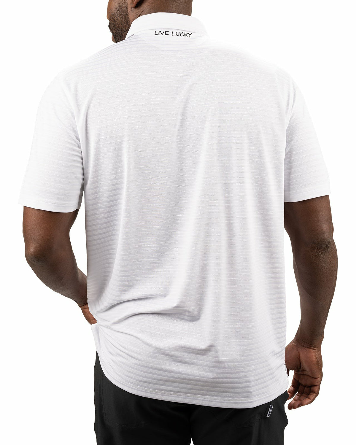 Black Clover White On White Striped Jacquard Golf or Business Polo