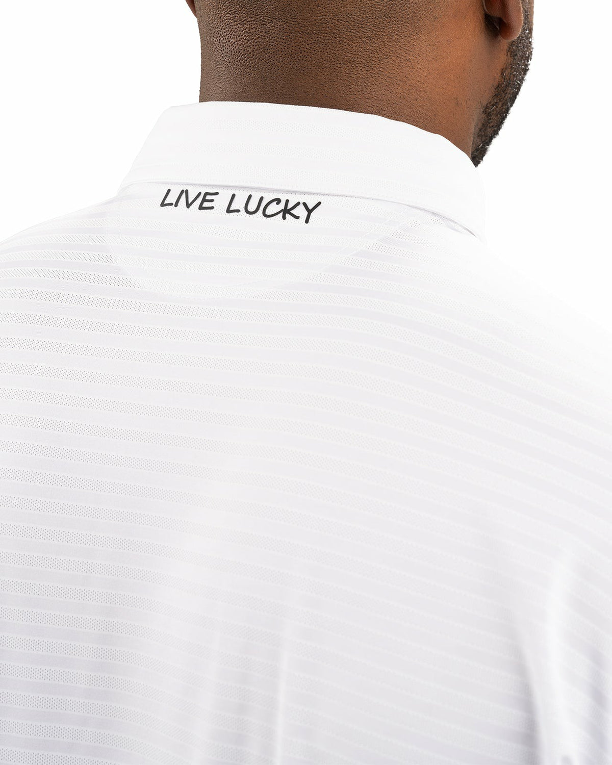Black Clover White On White Striped Jacquard Golf or Business Polo