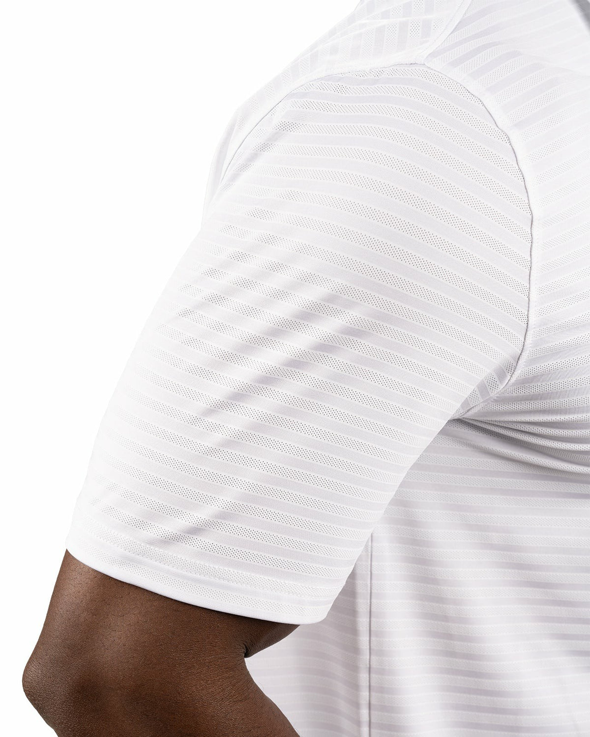Black Clover White On White Striped Jacquard Golf or Business Polo