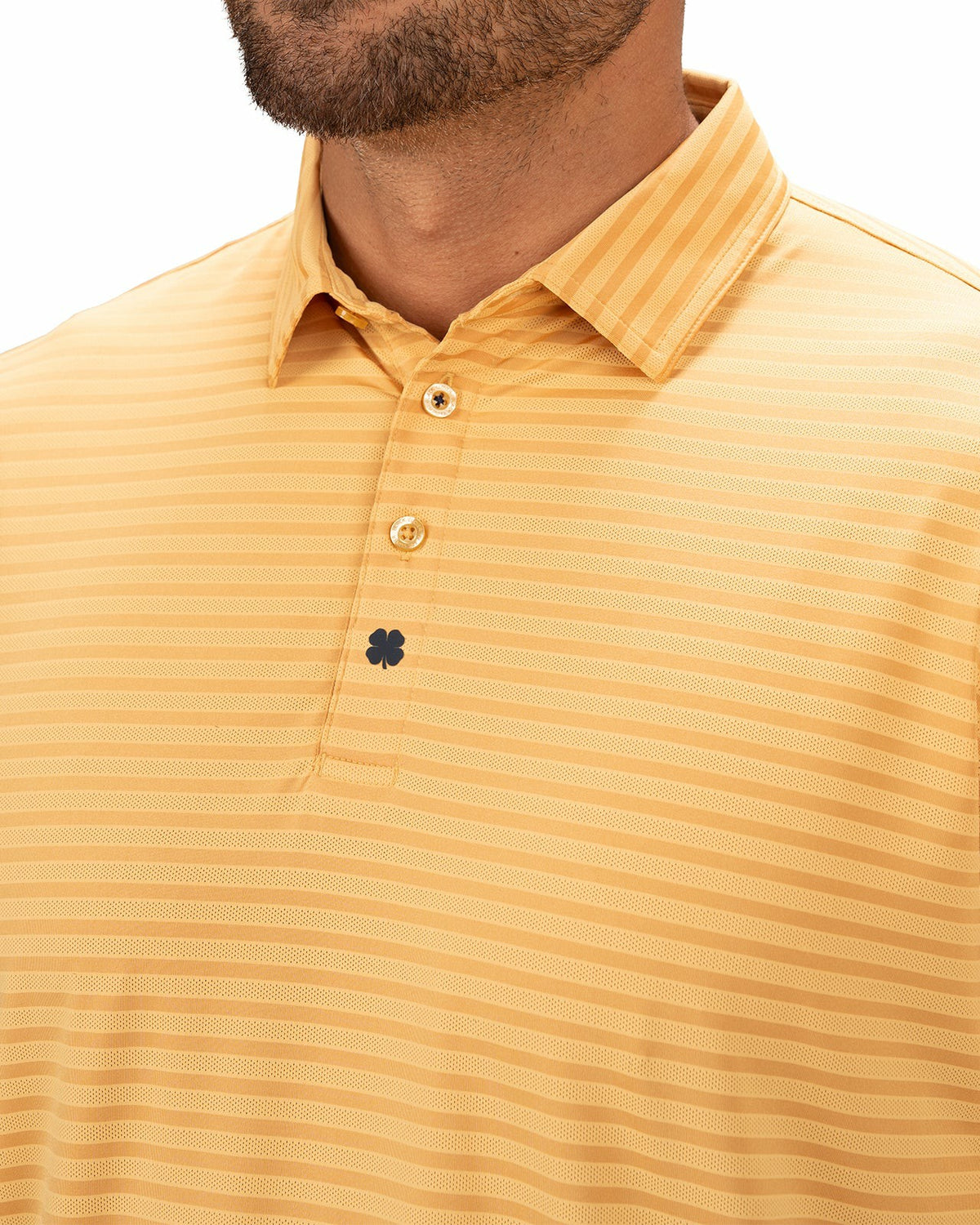 Black Clover Mustard Yellow Striped Jacquard Golf or Business Polo