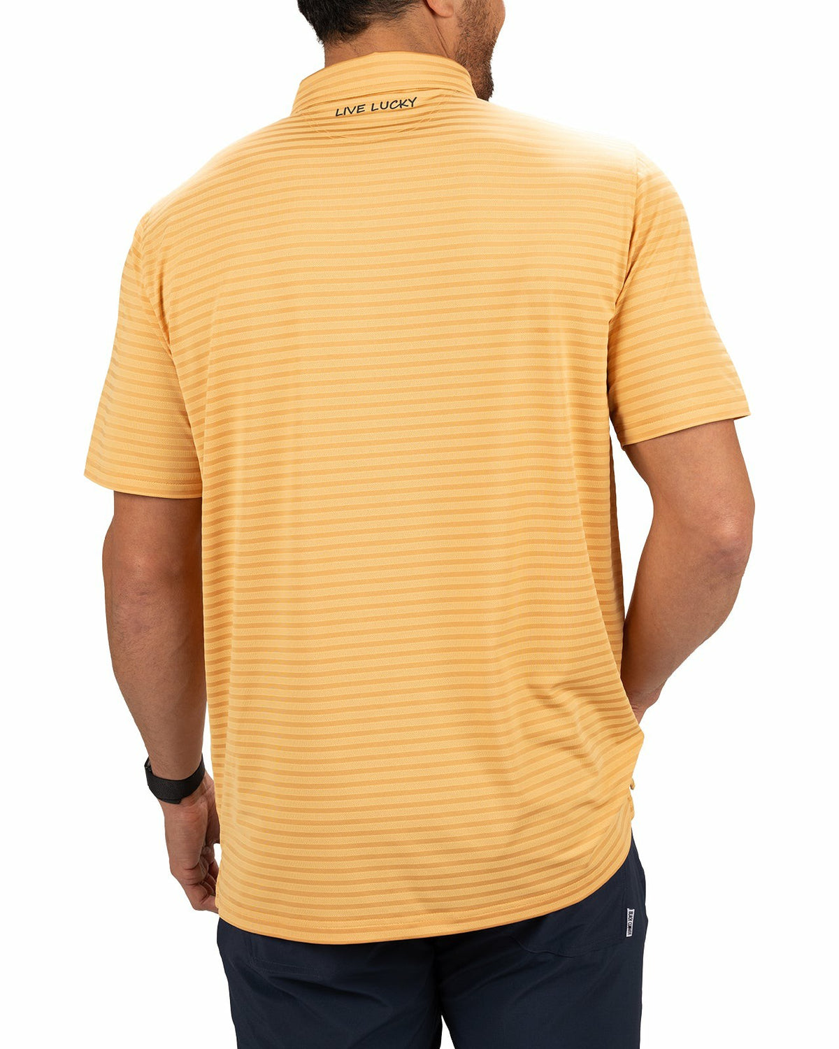 Black Clover Mustard Yellow Striped Jacquard Golf or Business Polo
