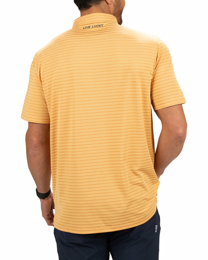 Black Clover Mustard Yellow Striped Jacquard Golf or Business Polo