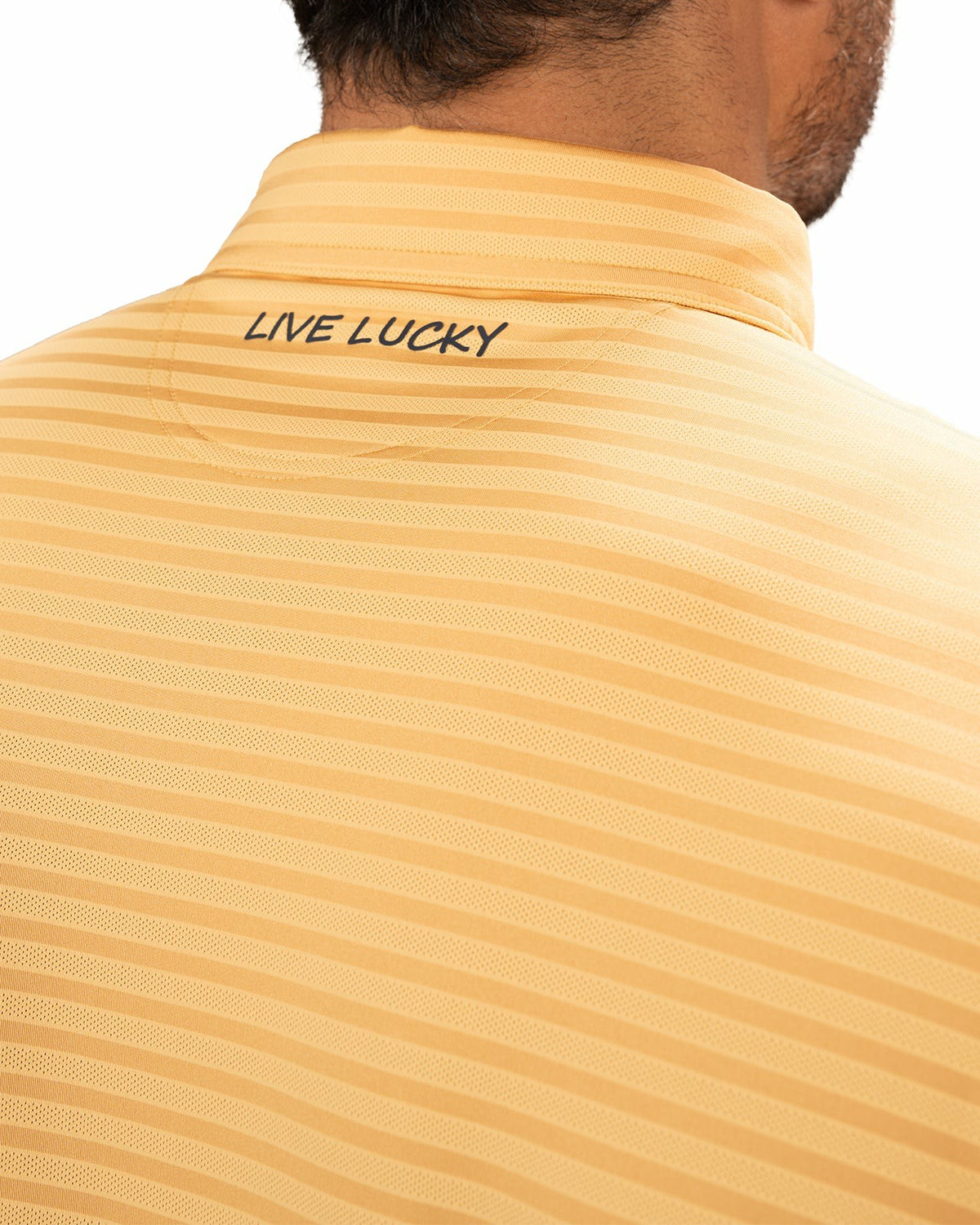 Black Clover Mustard Yellow Striped Jacquard Golf or Business Polo
