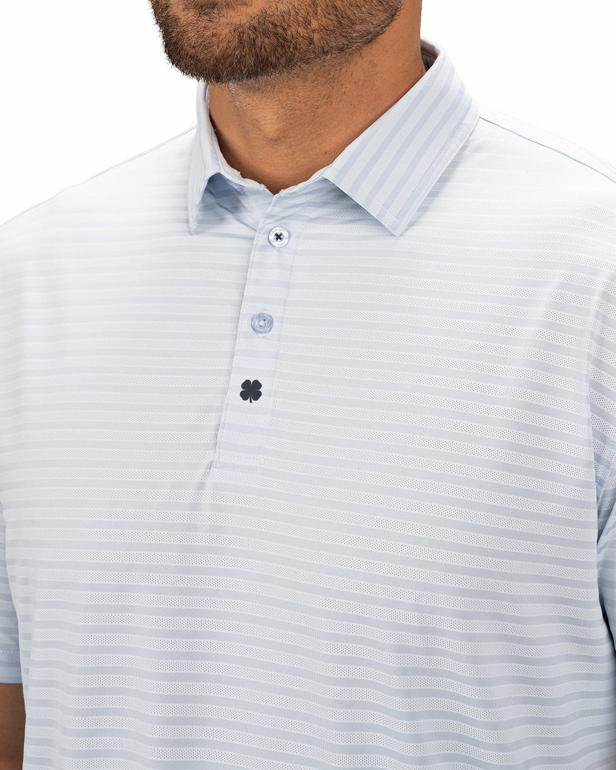 Black Clover Light Blue Striped Jacquard Golf or Business Polo