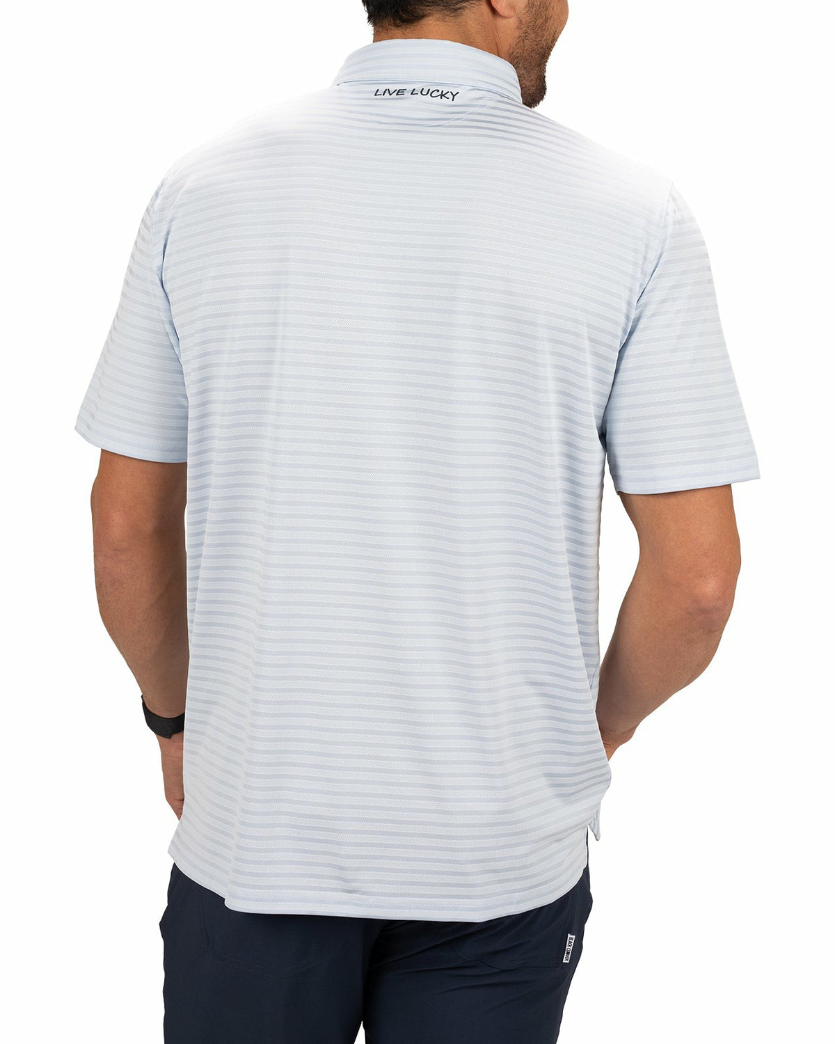 Black Clover Light Blue Striped Jacquard Golf or Business Polo