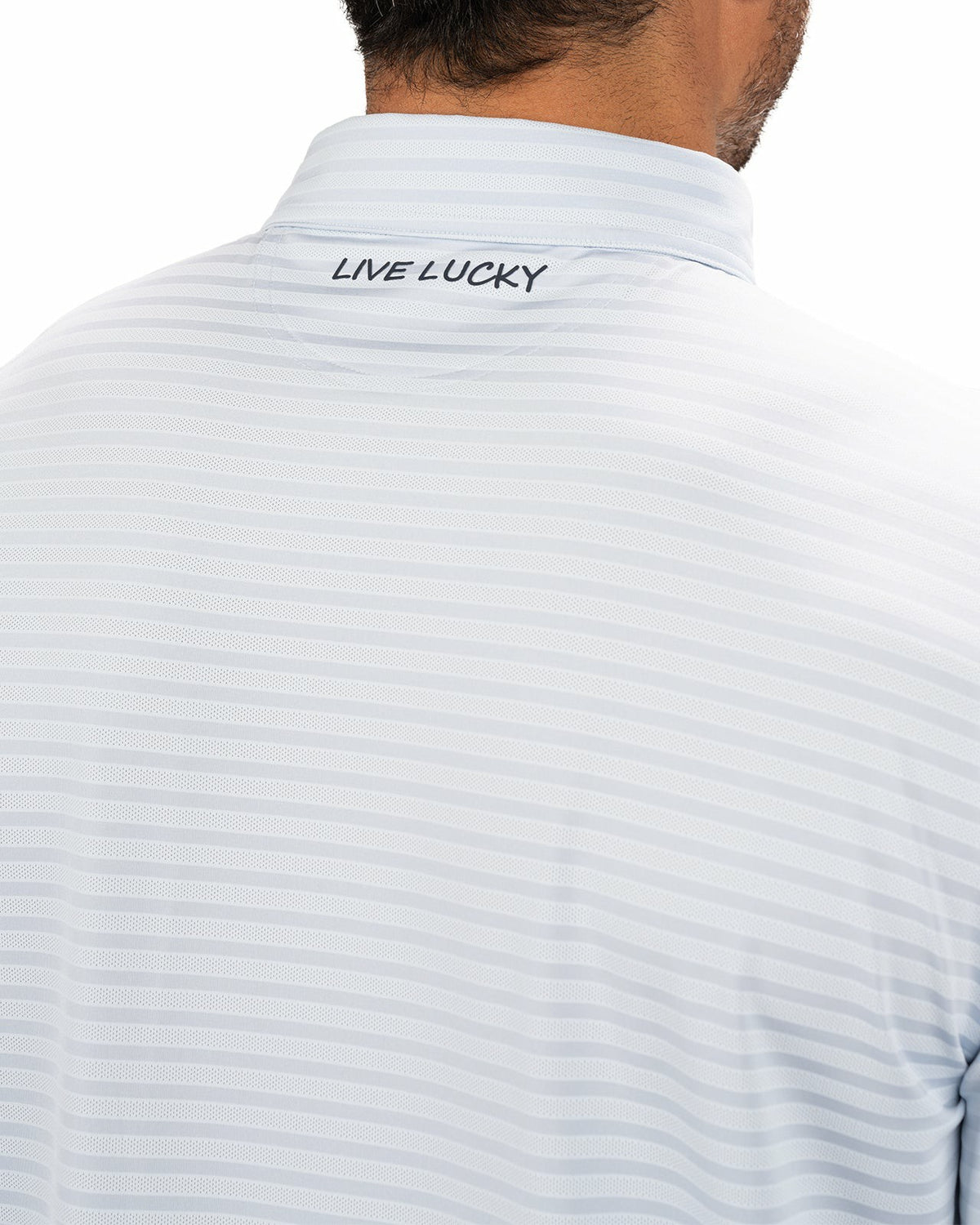 Black Clover Light Blue Striped Jacquard Golf or Business Polo