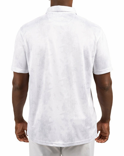 Black Clover Stylish Tone-on-Tone White Polo, Perfect for On the Course or On the Town