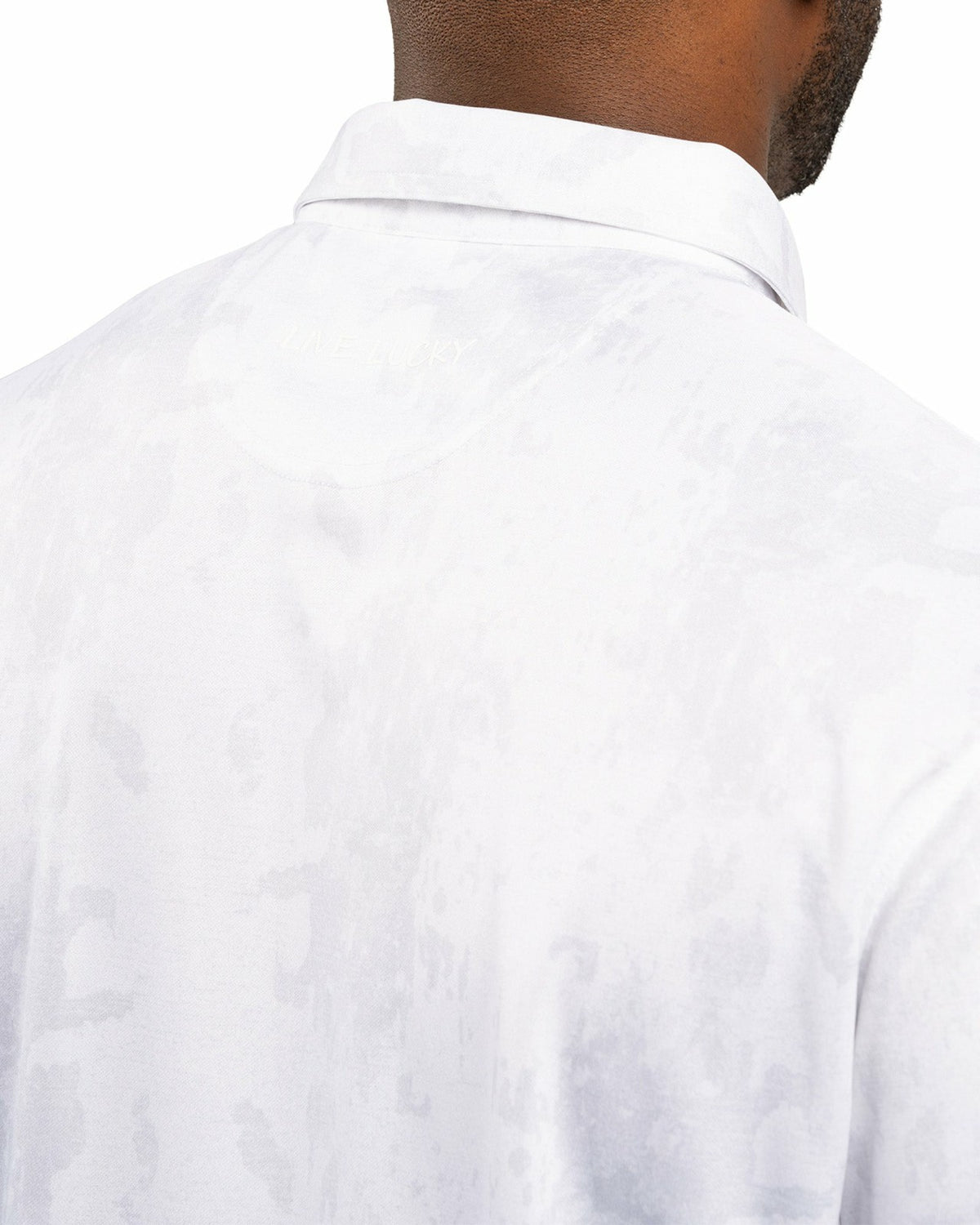 Black Clover Stylish Tone-on-Tone White Polo, Perfect for On the Course or On the Town
