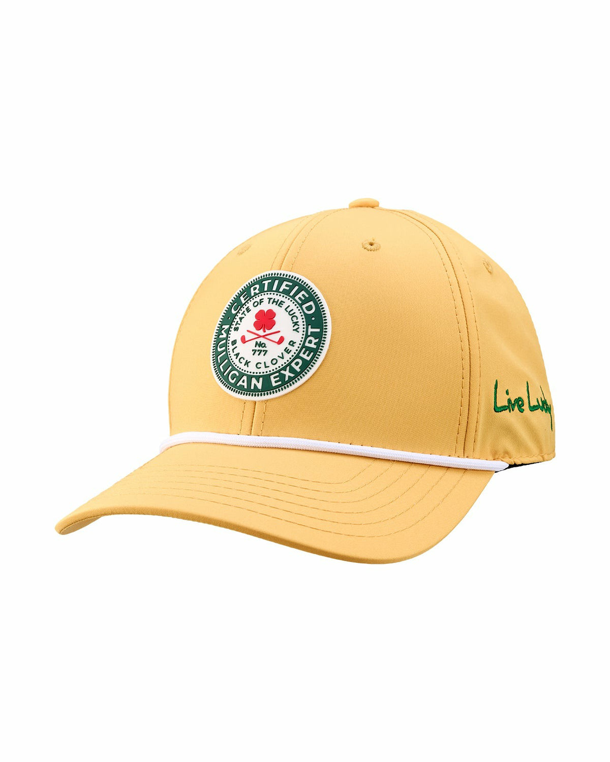 Black Clover Yellow Professional Golf Hat with Clover Logo