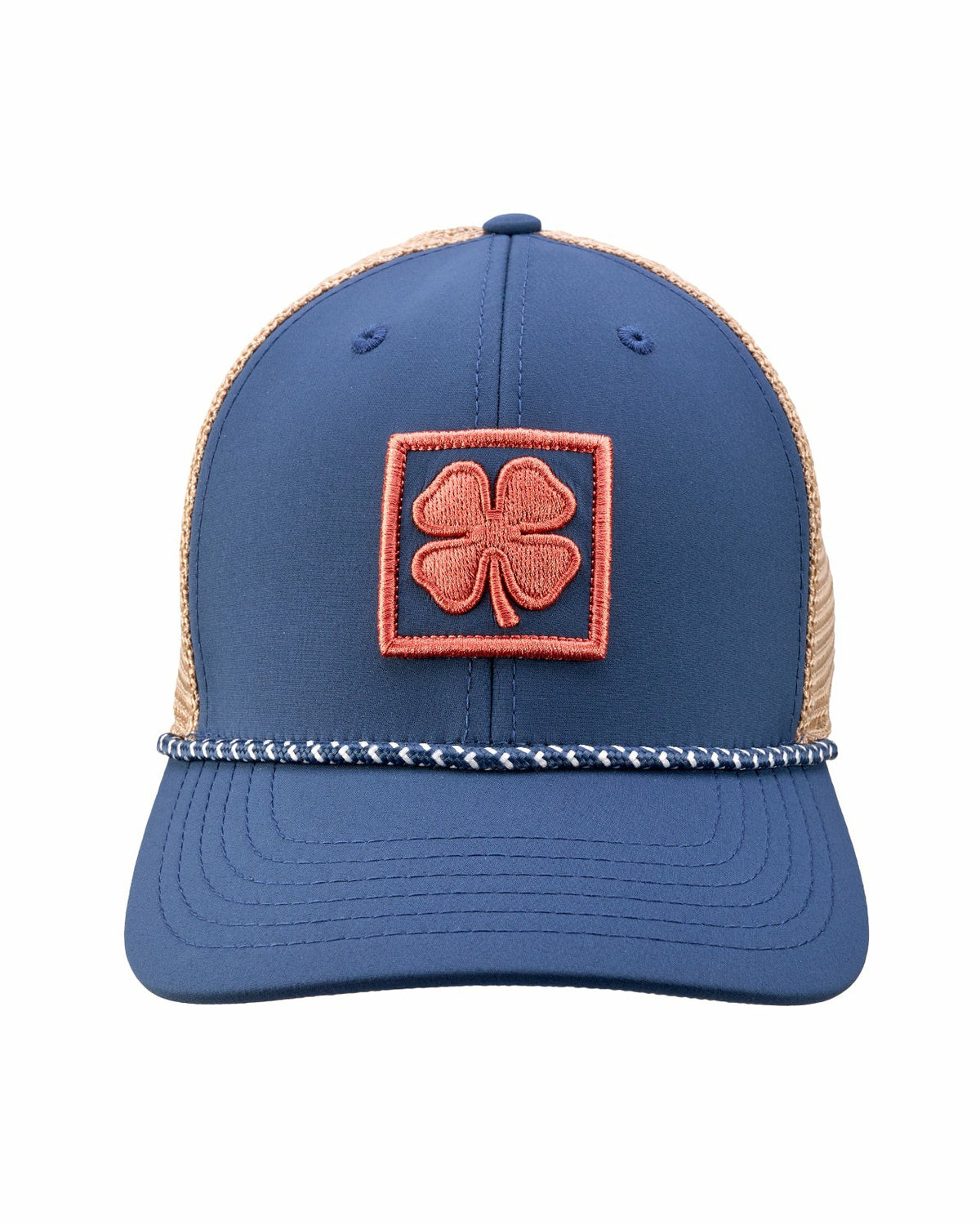 Black Clover White and Blue Mesh Golf Hat with Clover Icon