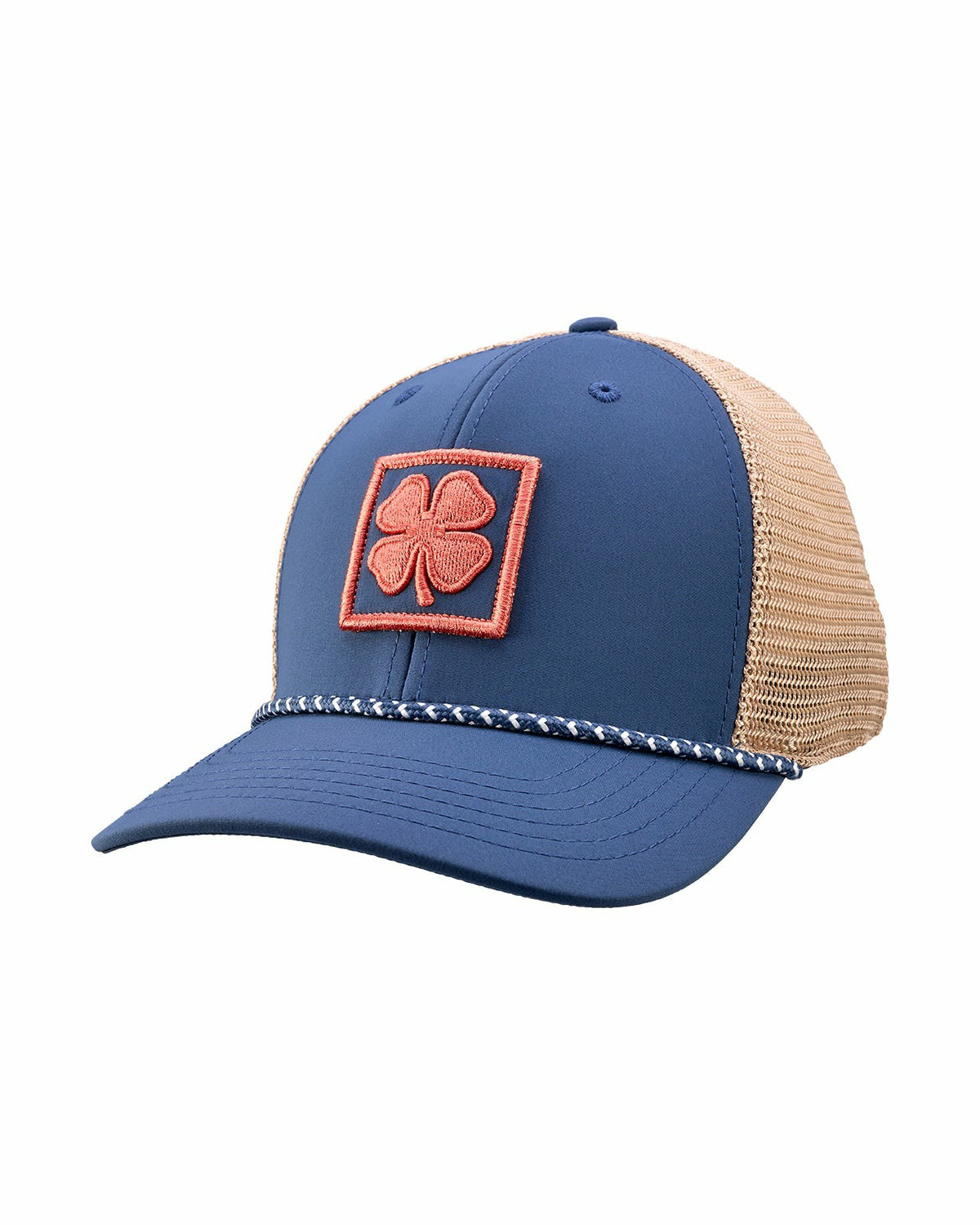 Black Clover White and Blue Mesh Golf Hat with Clover Icon