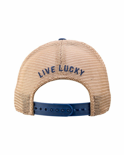 Black Clover White and Blue Mesh Golf Hat with Clover Icon