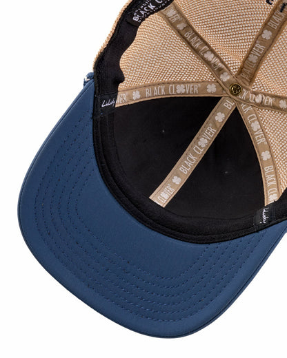 Black Clover White and Blue Mesh Golf Hat with Clover Icon