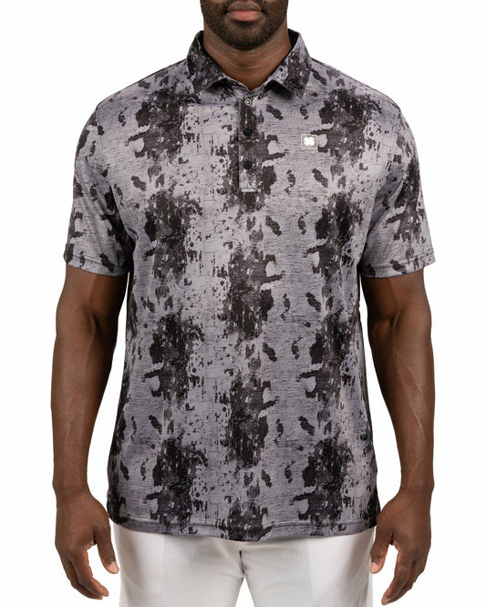 Black Clover Stylish Tone-on-Tone Black Polo, Perfect for On the Course or On the Town