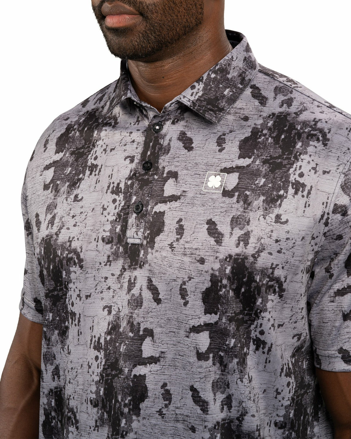 Black Clover Stylish Tone-on-Tone Black Polo, Perfect for On the Course or On the Town