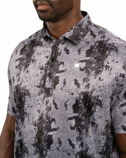 Black Clover Stylish Tone-on-Tone Black Polo, Perfect for On the Course or On the Town