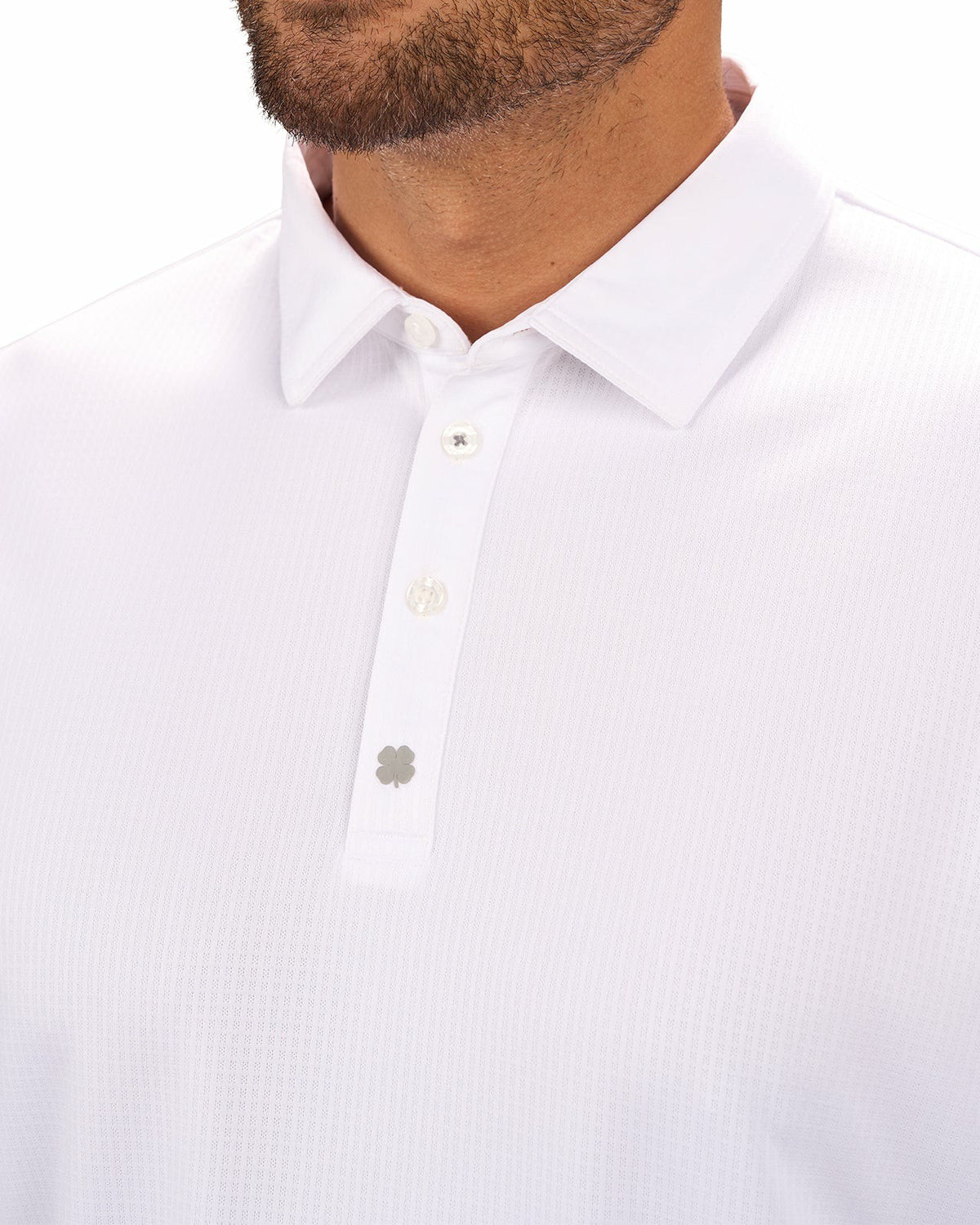 Black Clover Men's Versatile White Textured Solid Polo