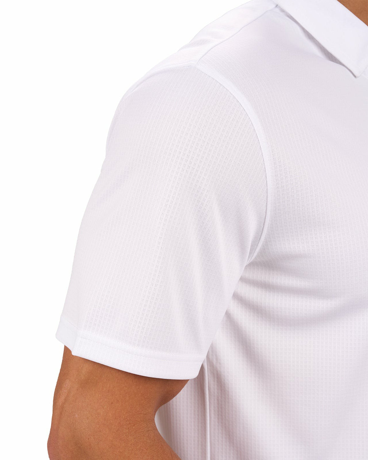 Black Clover Men's Versatile White Textured Solid Polo