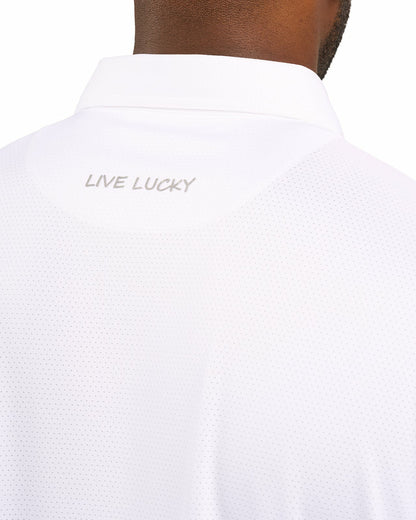 Black Clover Men's Versatile White Solid UV Resistant Polo