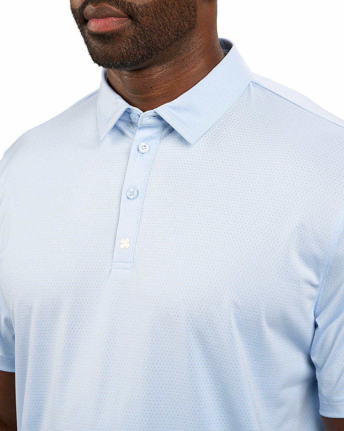 Black Clover Men's Versatile Light Blue Solid UV Resistant Polo