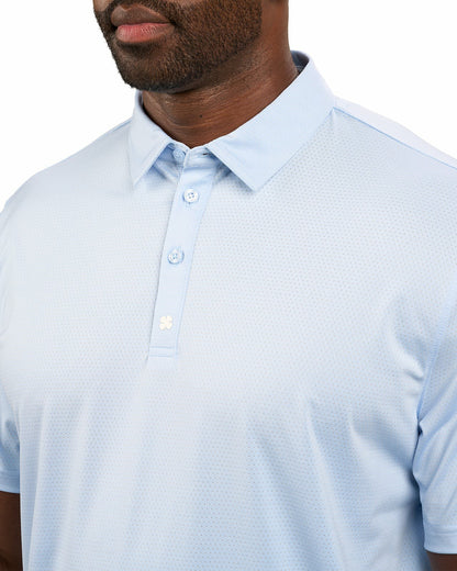 Black Clover Men's Versatile Light Blue Solid UV Resistant Polo