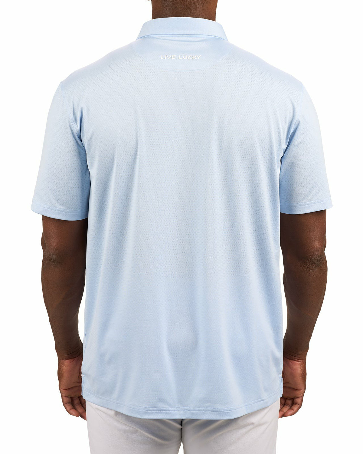 Black Clover Men's Versatile Light Blue Solid UV Resistant Polo