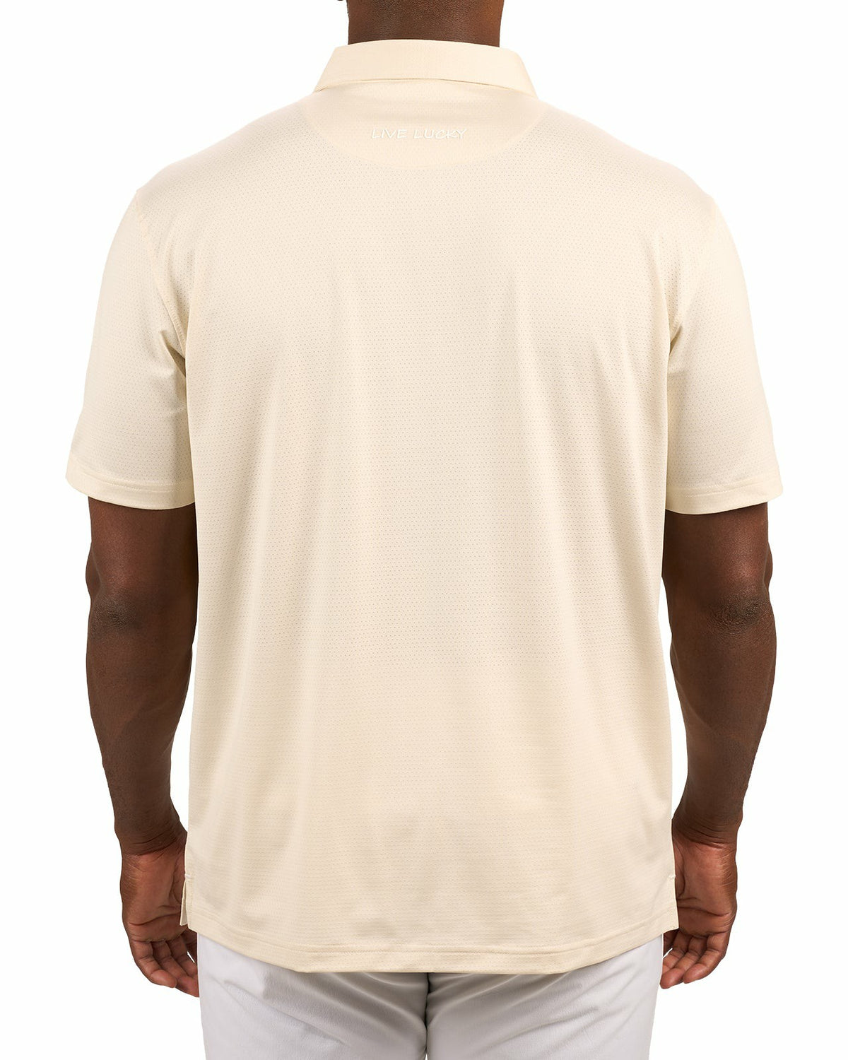 Black Clover Men's Versatile Cream Solid UV Resistant Polo