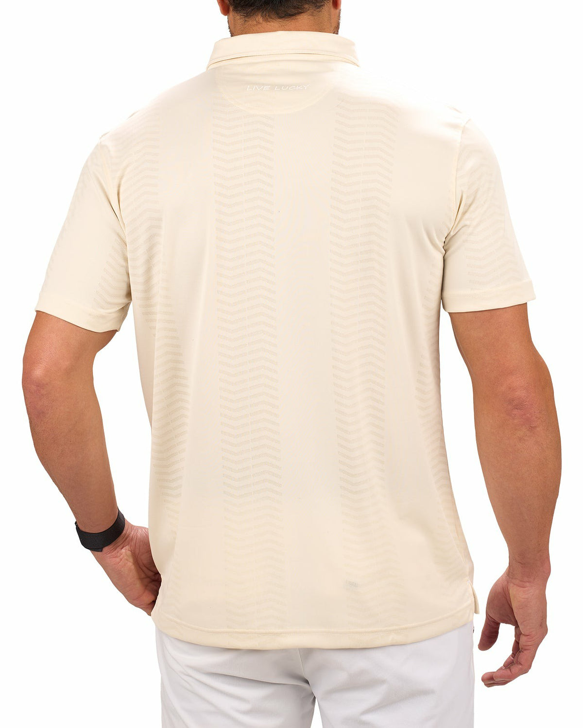 Black Clover Men's Versatile Chalk White Solid Patterned Polo