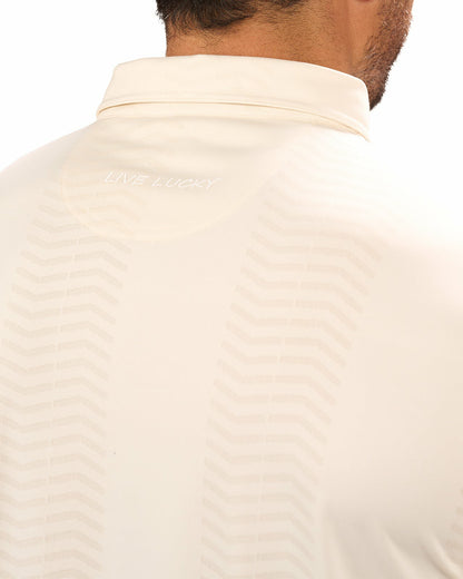 Black Clover Men's Versatile Chalk White Solid Patterned Polo