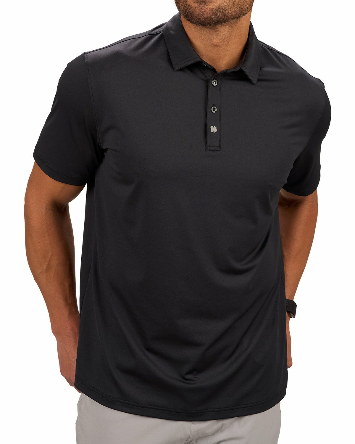 Black Clover Men's Versatile Black Soft Stretch Polo