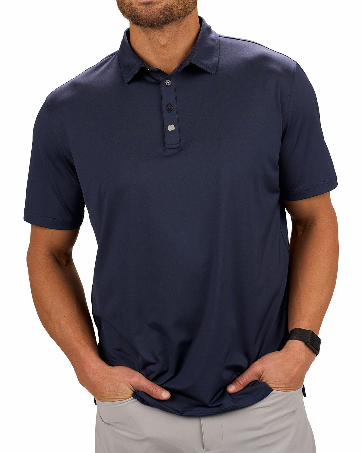 Black Clover Men's Versatile Navy Soft Stretch Polo