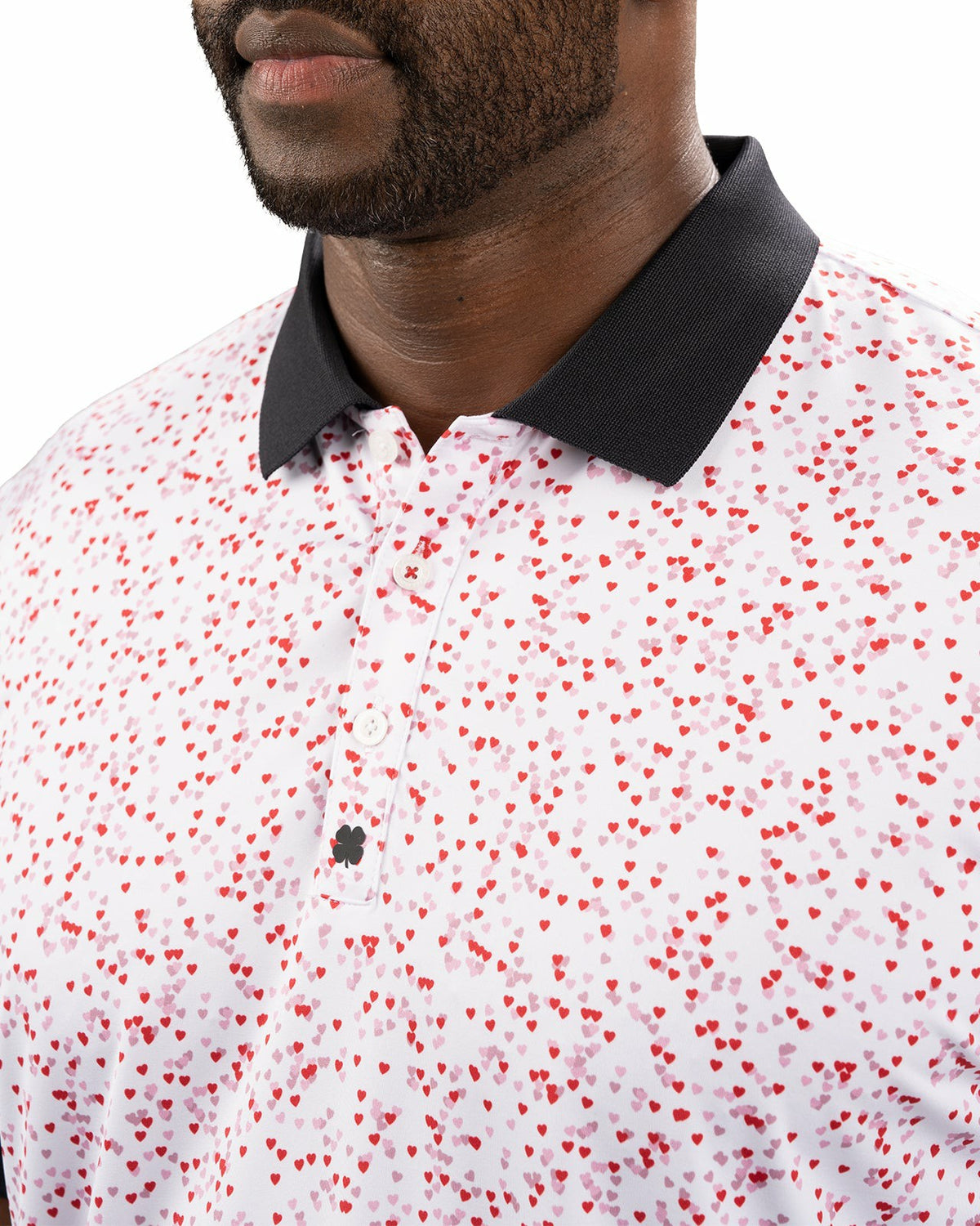 Black Clover Red and White Men's Valentine Polo