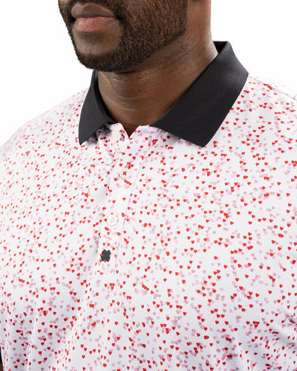 Black Clover Red and White Men's Valentine Polo