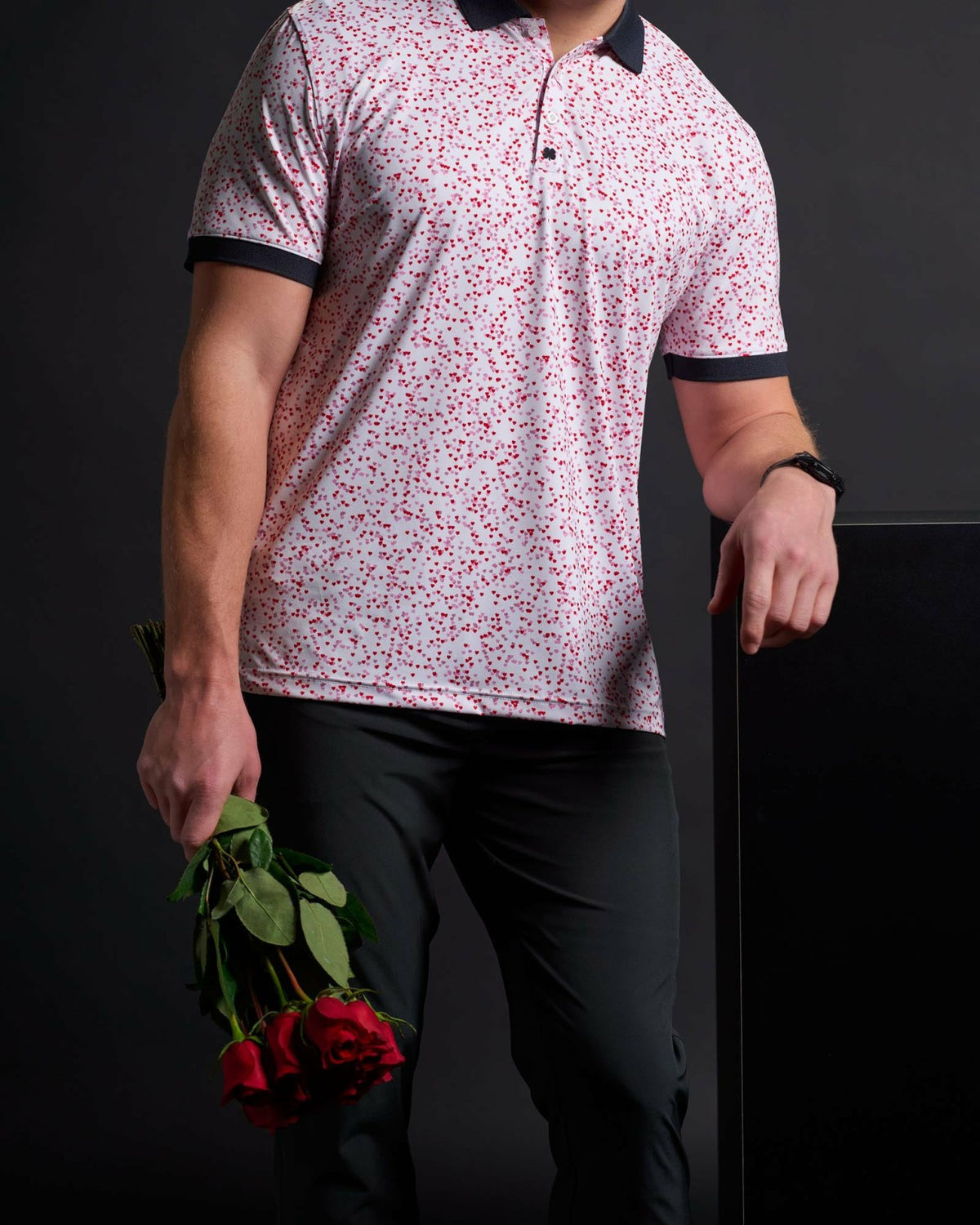 Black Clover Red and White Men's Valentine Polo