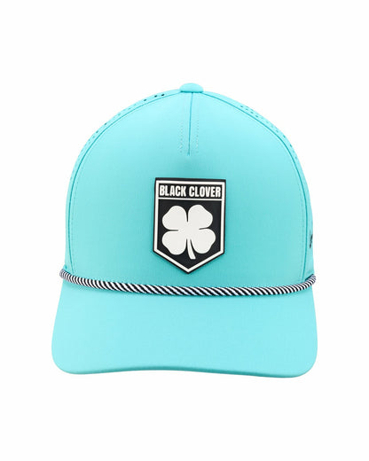 Black Clover Breathable Blue Golf Hat with Rope and Patch