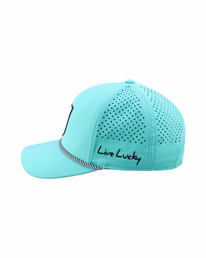 Black Clover Breathable Blue Golf Hat with Rope and Patch