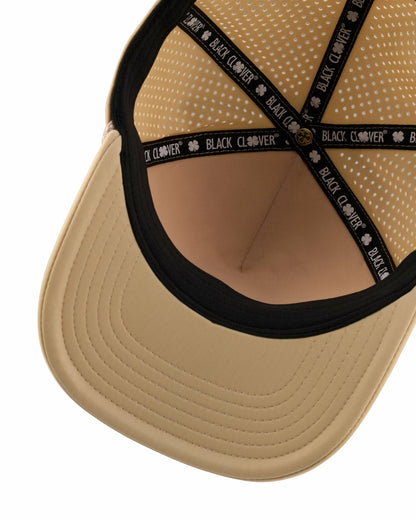 Black Clover Trendy Unisex Tan Summer Rope Snapback Hat with Clover Patch