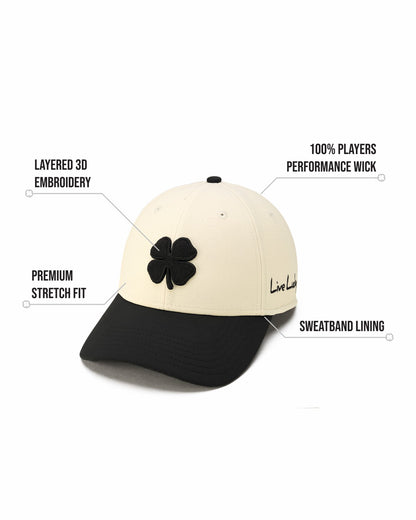 Black Clover Cream and Black Premium Clover Hat for Golf and Lifestyle