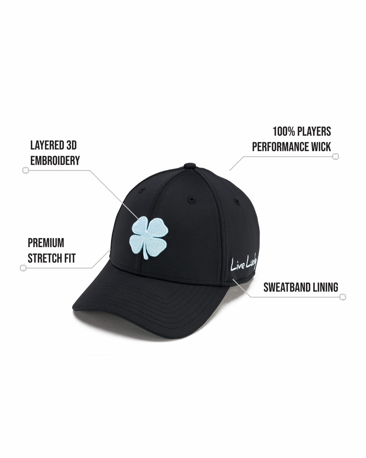 Black Clover Mint Green and Black Premium Clover Hat for Golf and Lifestyle