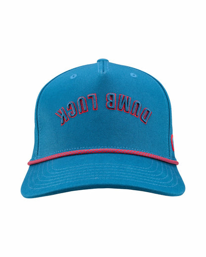Black Clover Trendy Vintage-Inspired Blue Hat with Red Rope Brim