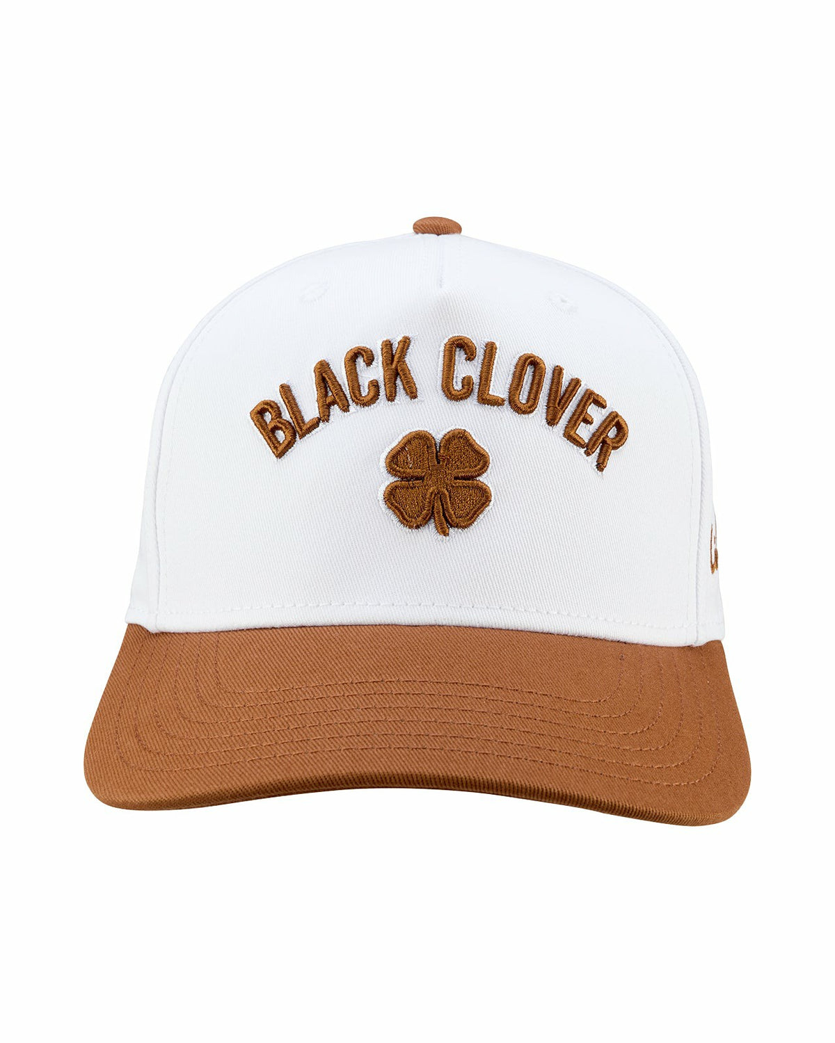 Black Clover Vintage-Inspired White Hat with Brown Brim