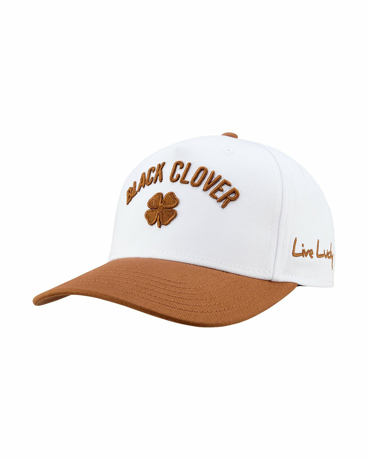 Black Clover Vintage-Inspired White Hat with Brown Brim