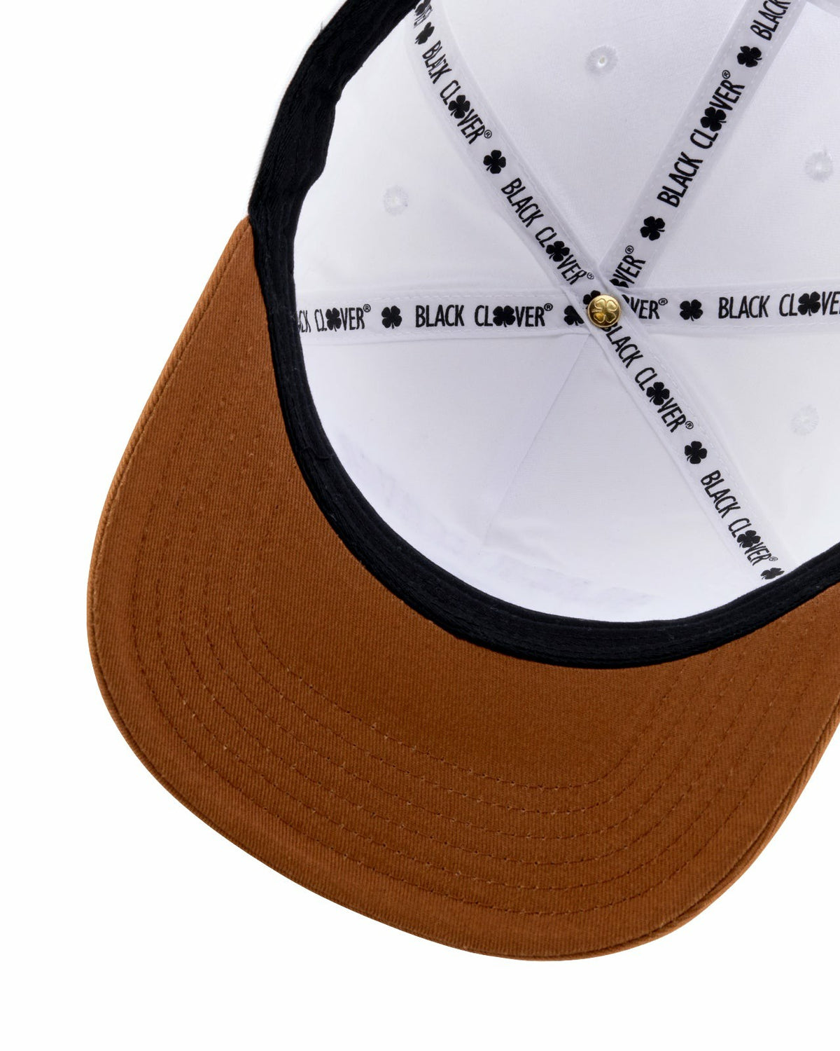 Black Clover Vintage-Inspired White Hat with Brown Brim