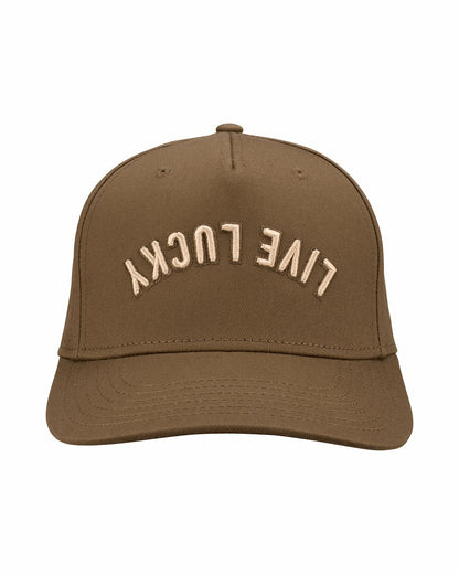 Black Clover Trendy Vintage-Inspired Brown Hat with Live Lucky Logo