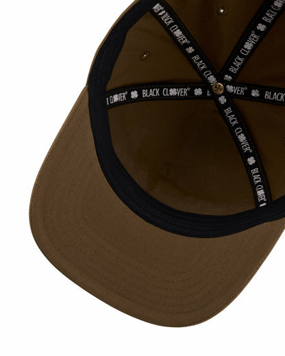 Black Clover Trendy Vintage-Inspired Brown Hat with Live Lucky Logo