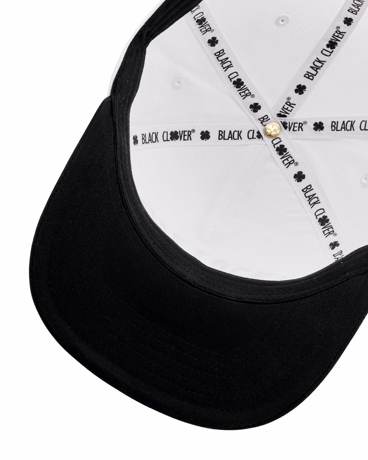 Black Clover Trendy Vintage-Inspired White Hat with Black Brim