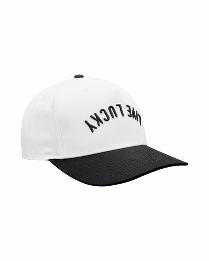 Black Clover Trendy Vintage-Inspired White Hat with Black Brim