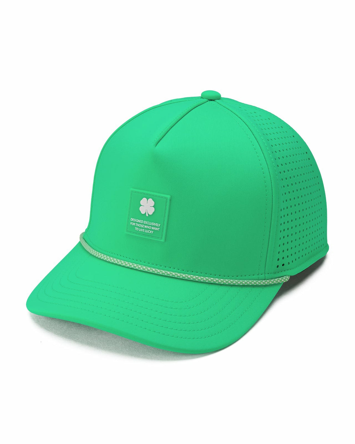 Black Clover Trendy Unisex Green Summer Rope Snapback Hat with Clover Patch